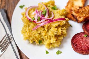 Mangu With Pickled Red Onions